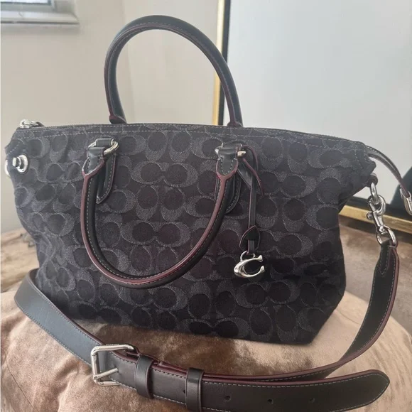 COACH Cara denim with Calfskin shoulder bag - Picture 12 of 12